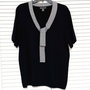 Designers Originals Sweater Top - Black & White - Size 1X
